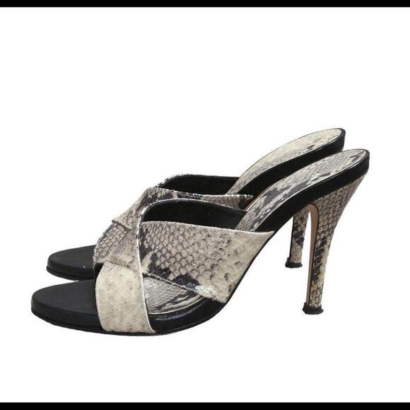 Snakeskin Python Animal Print Roccia Patsy Crossover Sandals Shoes Heels 8 -Bebe - Picture 2 of 8